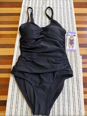 DKNY Black One-Piece Swimsuit with Adjustable Straps